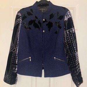 Black Label by Chico's Brocade Velvet Studded Blaz